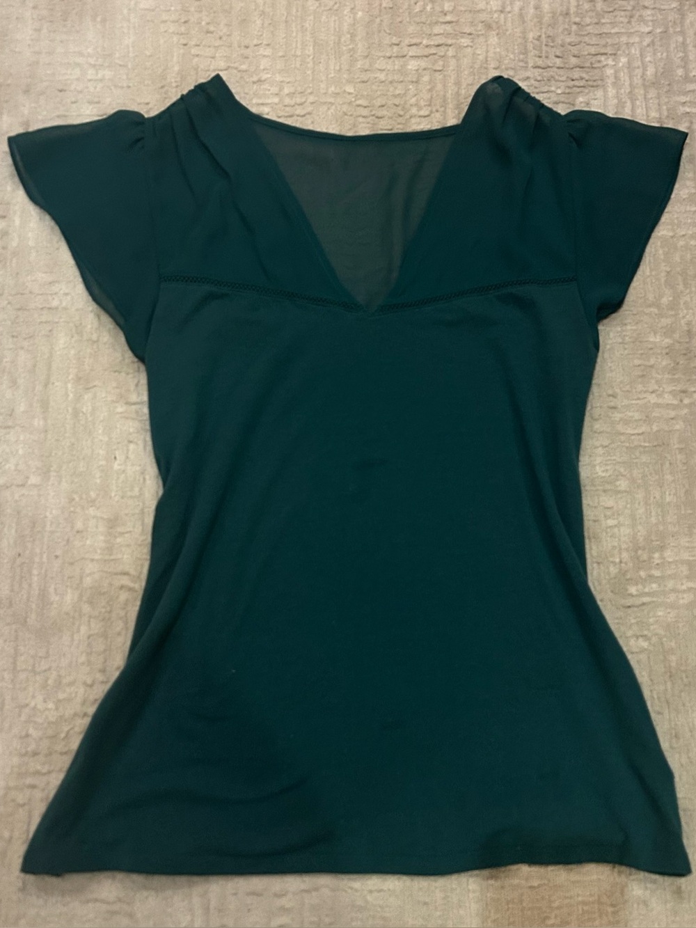 Express Deep Teal V-Neck Flutter Sleeve Top
